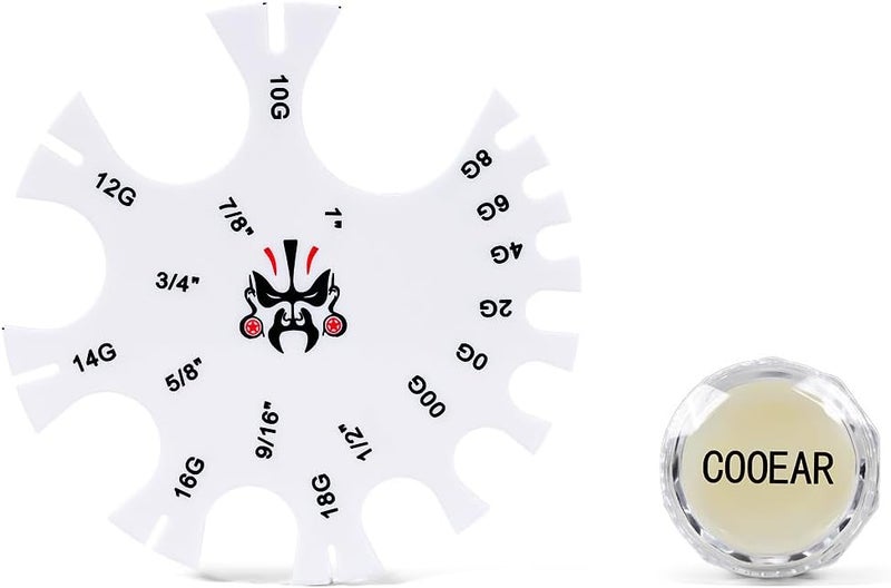 COOEAR Acrylic Piercing Gauge Measurement Wheel 18G-1 Inch. - Image 1